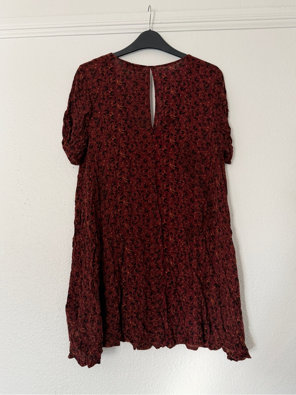 Urban Outfitters Staring at Stars A-Line V-Neck Mini Dress in Burgundy Floral - Picture 4 of 8